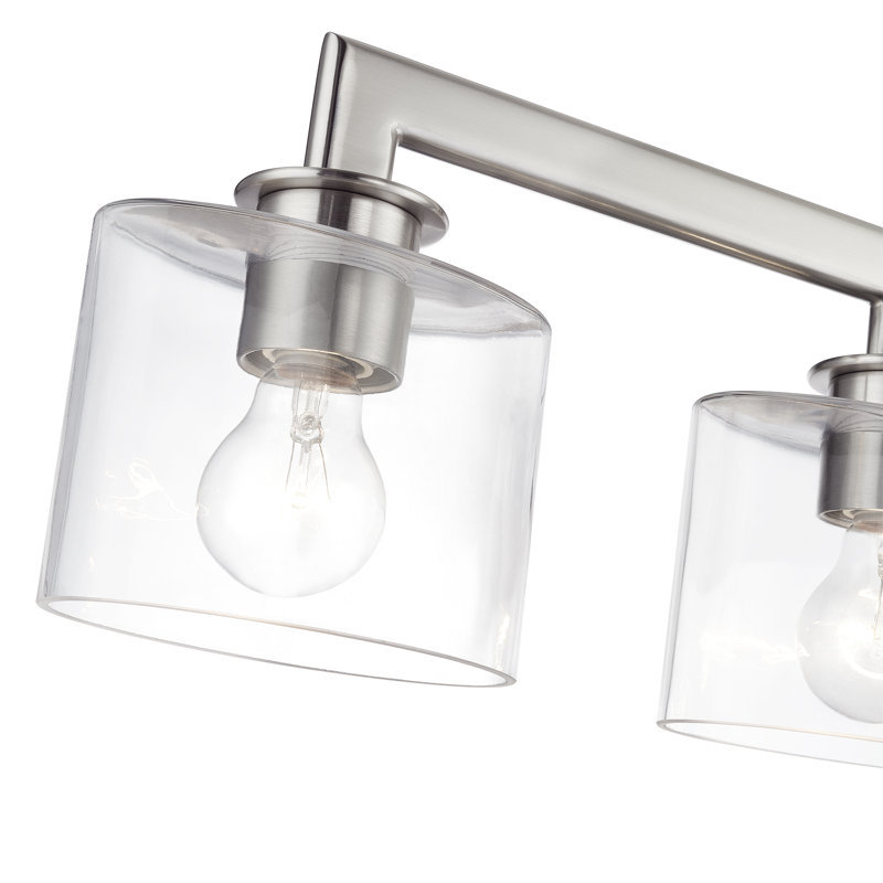 5 Light Brushed Nickel. Extra Large Vanity Sconce With Mouth Blown Clear Glass