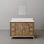 Brookhn Meuble-lavabo simple en quartz noyer lustré avec miroir Whitebrook