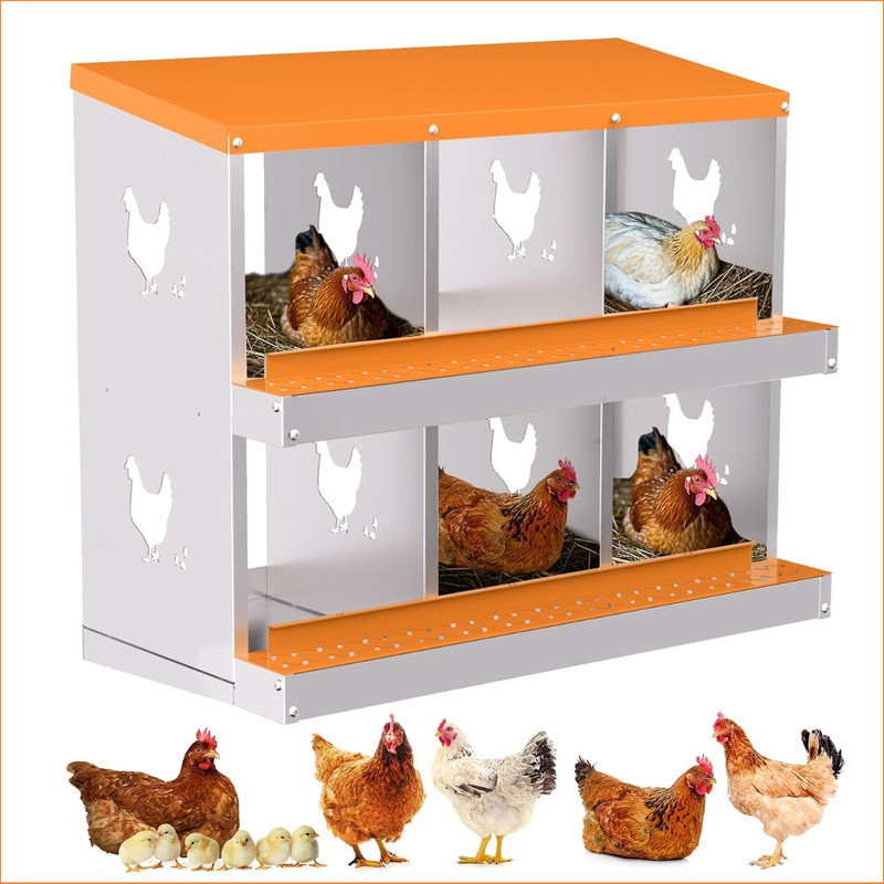 Boîte de nidification pour poulets avec plateau amovible - boîtes en métal pour poules - conception escamotable des œufs, collecteur d'œufs frais de ferme fixé au mur, boîtes de perchoir pour poulaillers