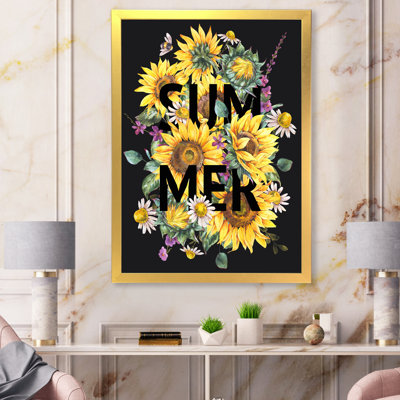 " Vintage Summer Sunflowers Bouquet " Painting Print