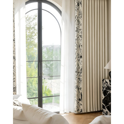 Printed Patchwork Curtains - Light Blocking, High-End Cream Style, Polyester Fiber, For Bedroom & Living Room