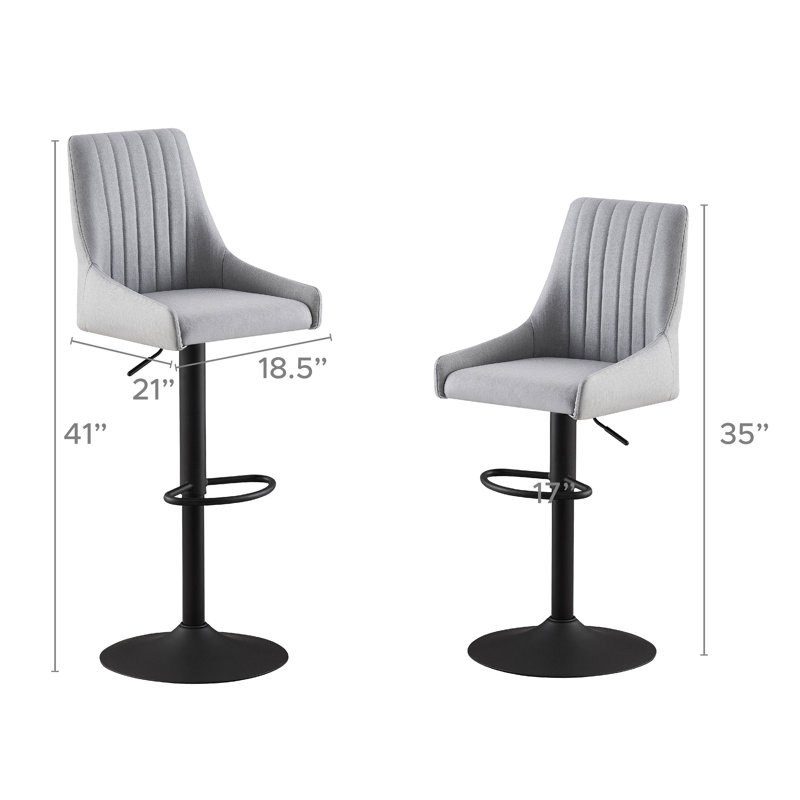 Tabourets de bar réglables (2 / boîte), Gris