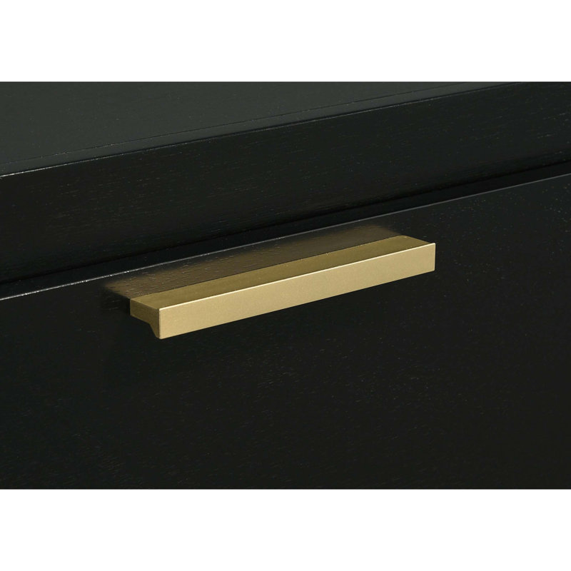 Sophia 2-Drawer Nightstand, Black/Gold