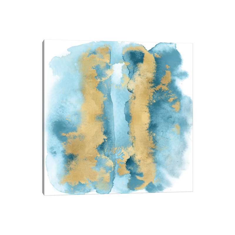 Aqua Mist with Gold I 1 Piece Wrapped Canvas Painting, 45.72 cm H x 45.72 cm W