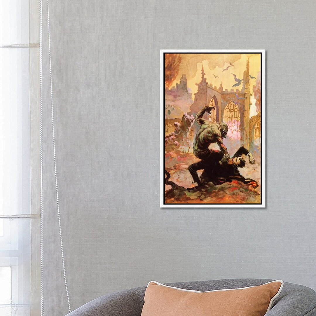 Leinwandbild - Grafikdruck „Dracula Vs Wolfman” von Frank Frazetta