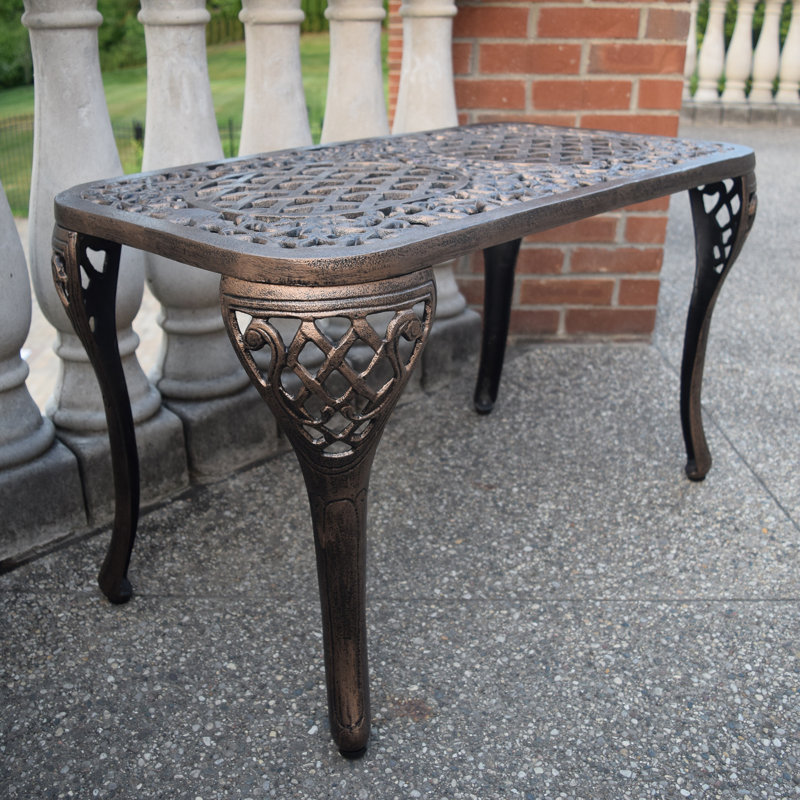 Mcgrady Rectangular Metal Outdoor Coffee Table , 35'' in. W 18'' in. D, Antique Bronze