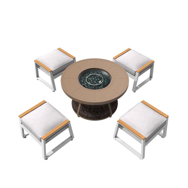 Dejone 4 - Person Patio Conversation Set with Cushions, White