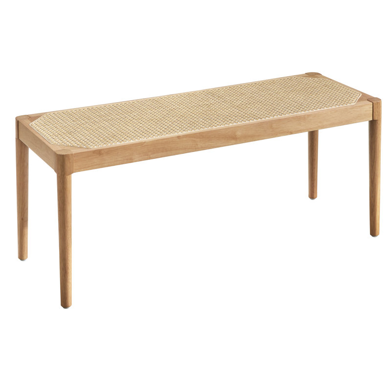 Newington Bench with Cane Seat, Light Oak/Natural