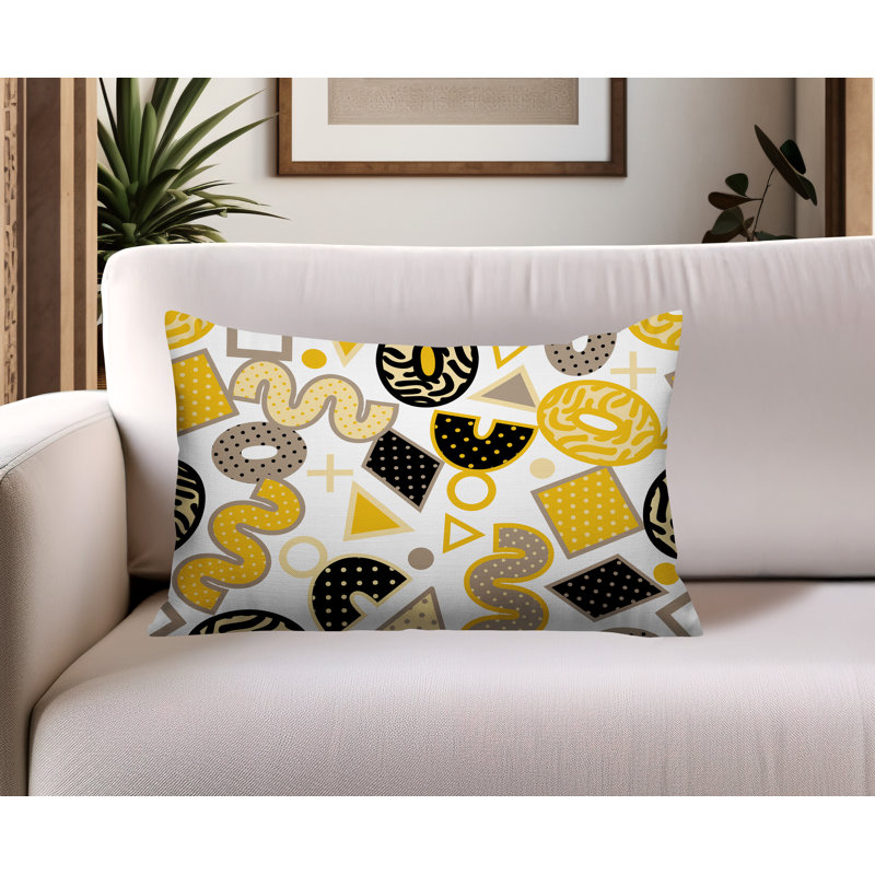 Coussin lombaire intérieur / extérieur Trixel, Rectangle H 18 po x l 25 po, Jaune