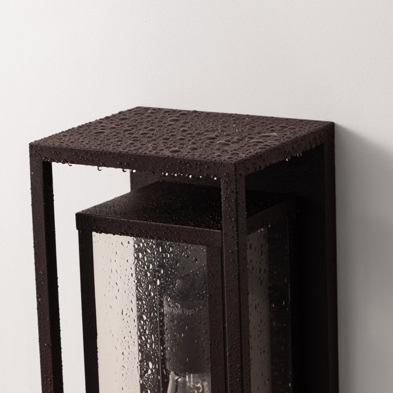 Applique murale d'extérieur 1 lumière H 18 po Polikron Classic, métal bronze huilé avec verre propre, Dusk to Dawn