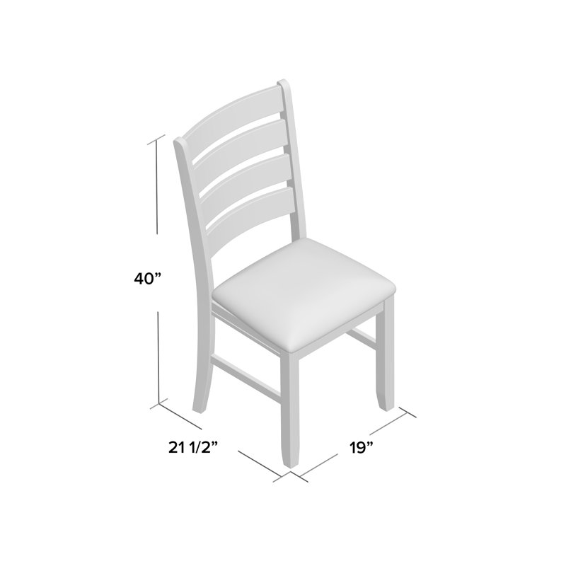 Chaise d'appoint rembourrée en bois massif avec dossier en échelle Lockway, Brun acajou