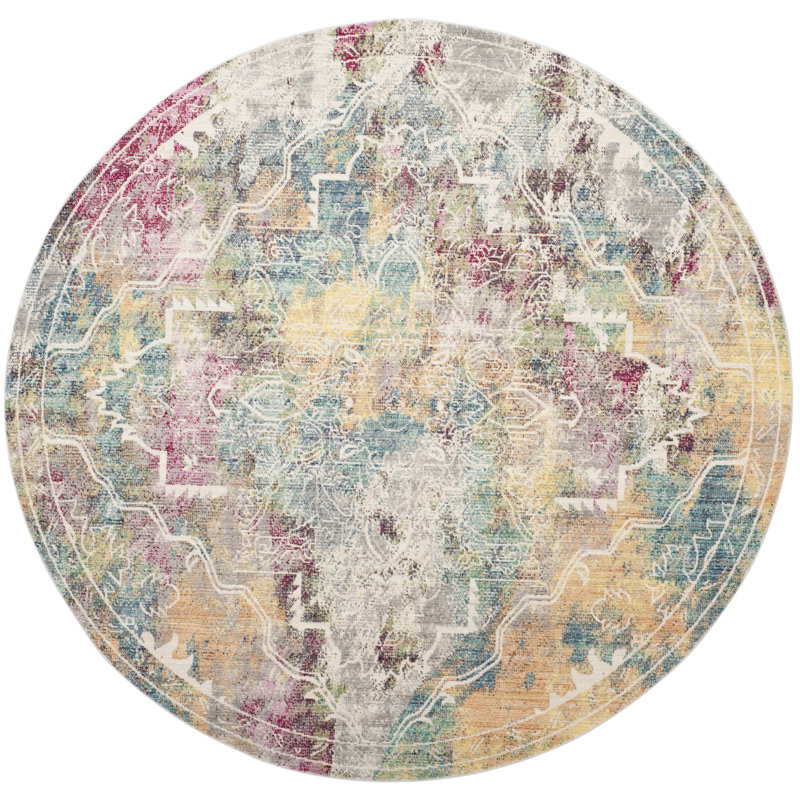 Tapis camouflage rouge / jaune Millersburg, Rond 6 pi 7 po