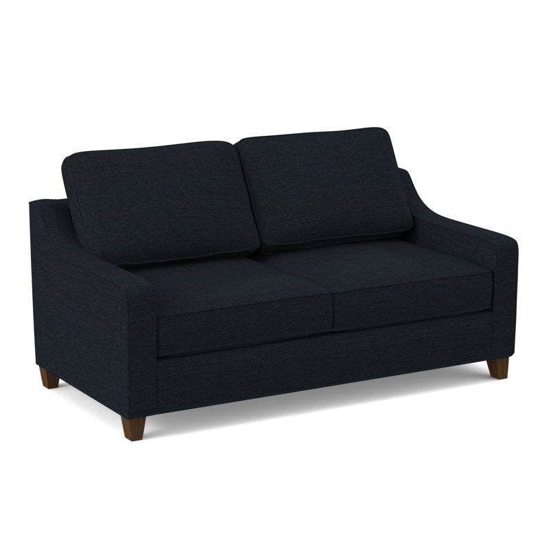 Clark 74" Square Arm Sofa with Reversible Cushions, Montana Walnut, Antic Navy