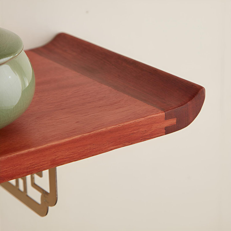 Tablette flottante en bois massif de style chinois | Console classique avec support, H 4,72 po x l 31,49 po x P 5,9 po