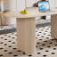 Bureau blanc en demi-cercle blanc + bois manufacturé + fer-108206123