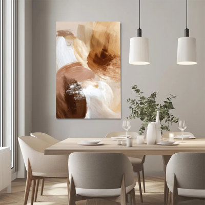 Toile abstraite mélangée à motif de tons terreux - toile tendue avec cadre intérieur en bois massif, prête à être suspendue