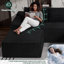Canapé modulaire en forme de U 108 po avec méridienne noire et repose-pieds en velours côtelé noir-127315481-127315478