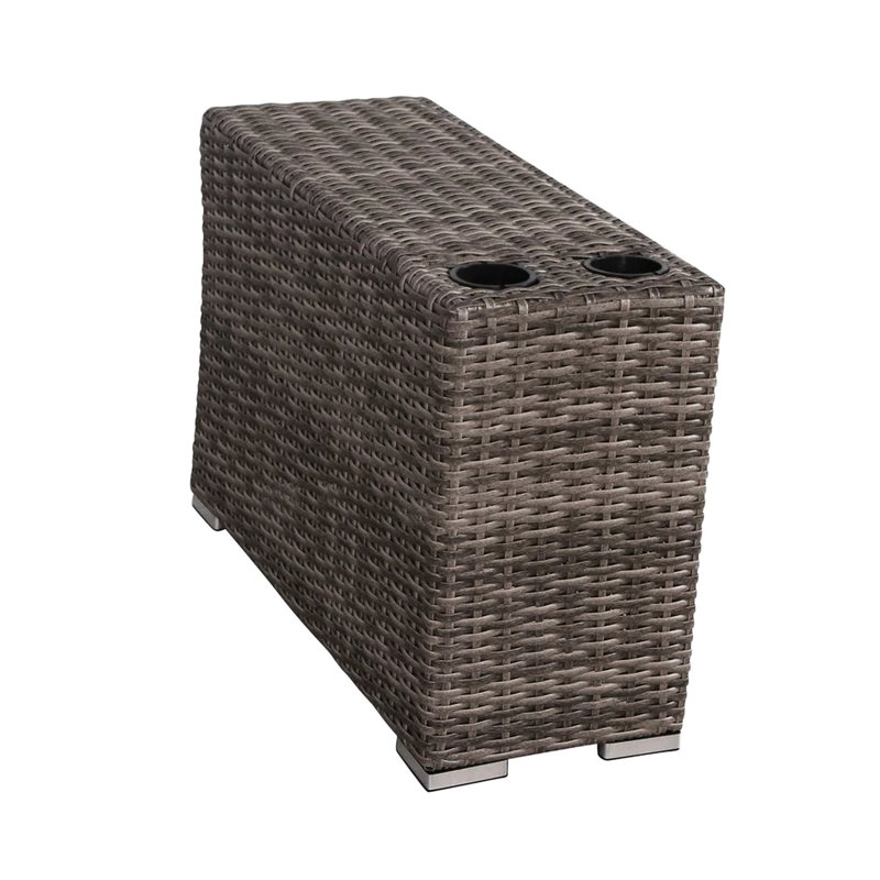 Table d'appoint d'extérieur - Structure entièrement assemblée qui rehausse la surface de la piscine et complète les matériaux bruns du patio