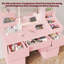 LED Dressing table 7 Drawers and 7 Storage Shelves Dressing Table With Mirror Large Desktop Makeup Desk-1065624988