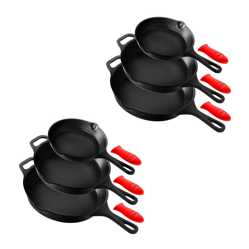 NutriChef Cast Iron Non-Stick 3 Piece Skillet Set