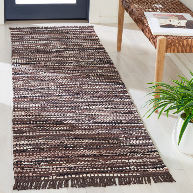 Amersham Flat Weave Recycled Cotton Chindi Solid Color Rug, Square 6'