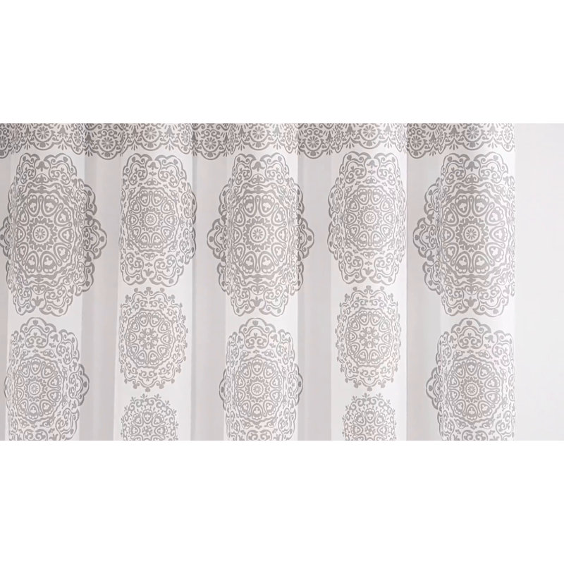 Extended Length Blush Floral Motif Polyester Shower Curtain