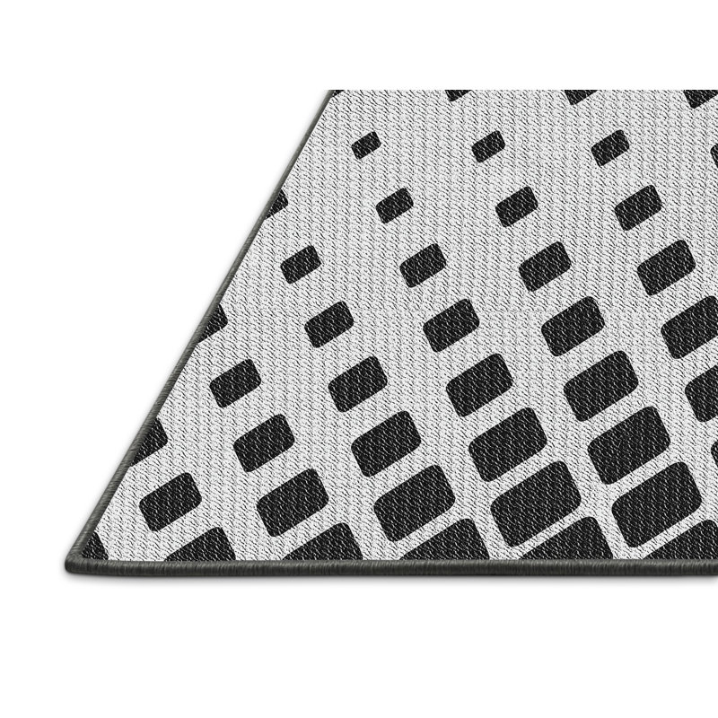 Tapis noir à motif géométrique de couleur cendrée, Rectangle 5 pi x 7 pi