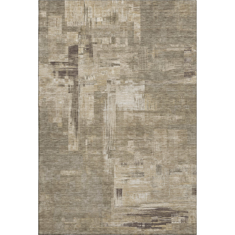 Premium Machine Washable Elize AMF1338 Blocks Rug, Rectangle 5' x 7'6"