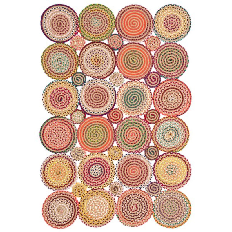 Tapis rectangulaire tissé à plat à la machine en jaune / beige / orange, Rectangle 3 pi 11 po x 5 pi 11 po