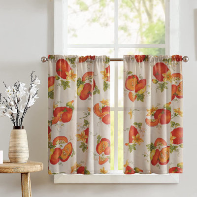Cotton Blend Floral Tailored Cafe Curtain