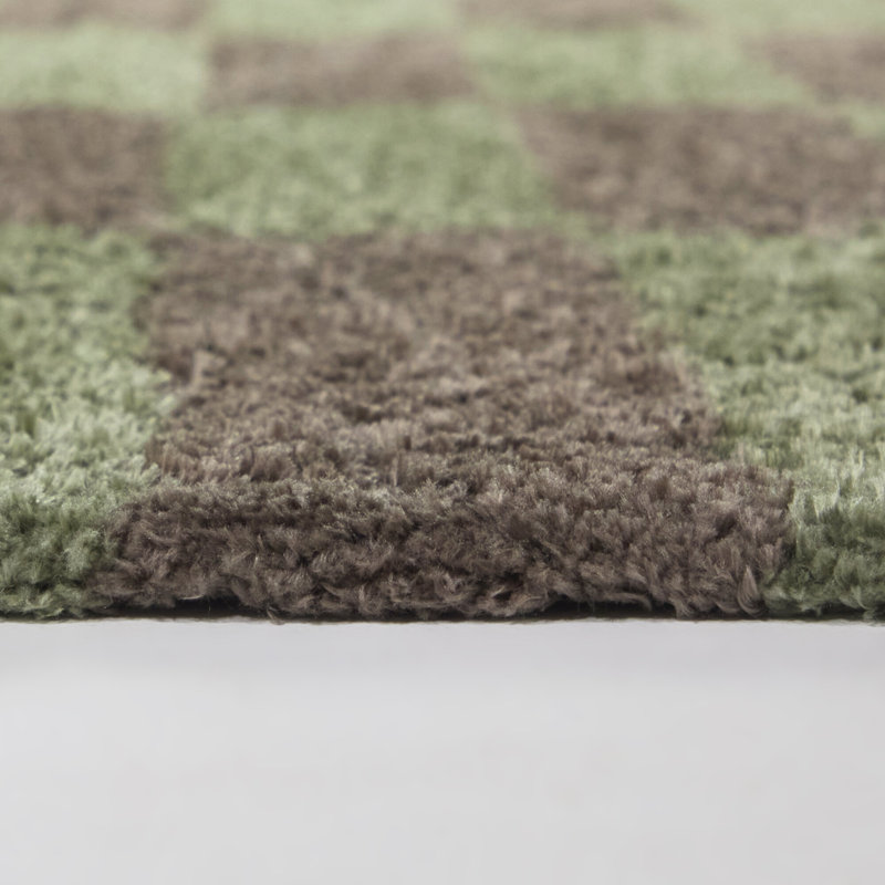 Bolotov Green Modern Geometric Area Rug, Rectangle 5'3" x 7'