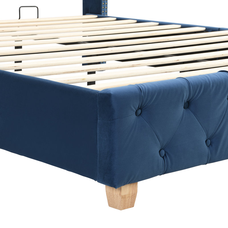 Doiron Upholstered Bed, Blue, European Kingsize (160 x 200cm)