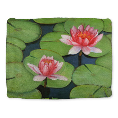 Botanical Blue Lotus Flower Braided Polyester Placemat | Home Decor