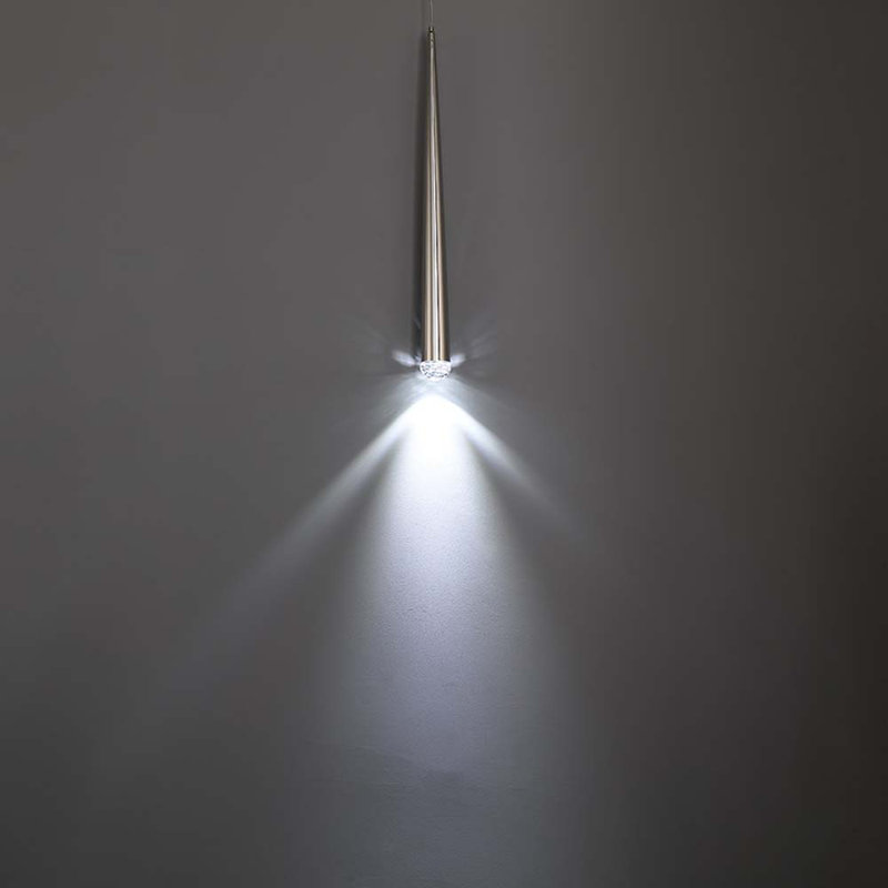 Cascade Mini Polished Nickel LED Indoor/Outdoor Pendant with Hand Cut Crystal