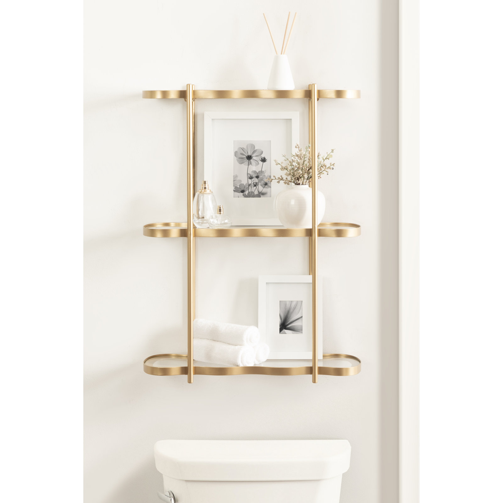 28" Wavy Tiered Floating Shelf