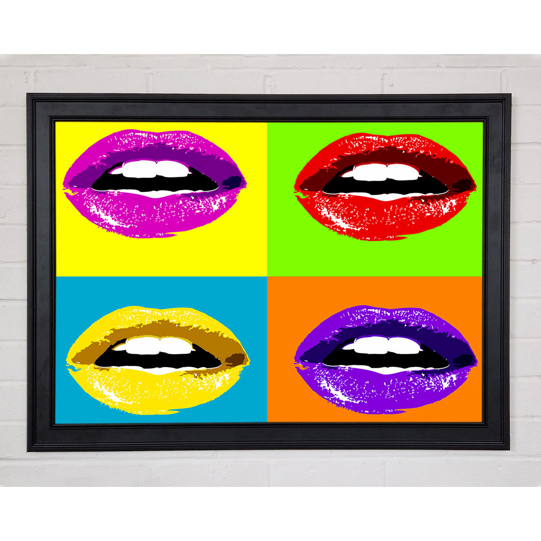 Lebendige Pop Art Lippen Gerahmter Druck