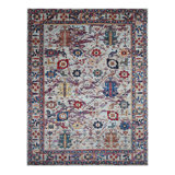 Hand Knotted Wool Oriental Area Rug in Silver/Gray/Purple/Green