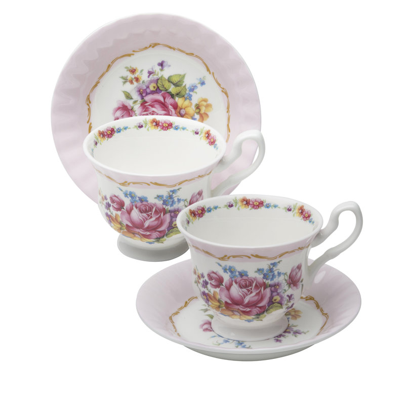 Marie Bone China Teacup And Saucer, Pink