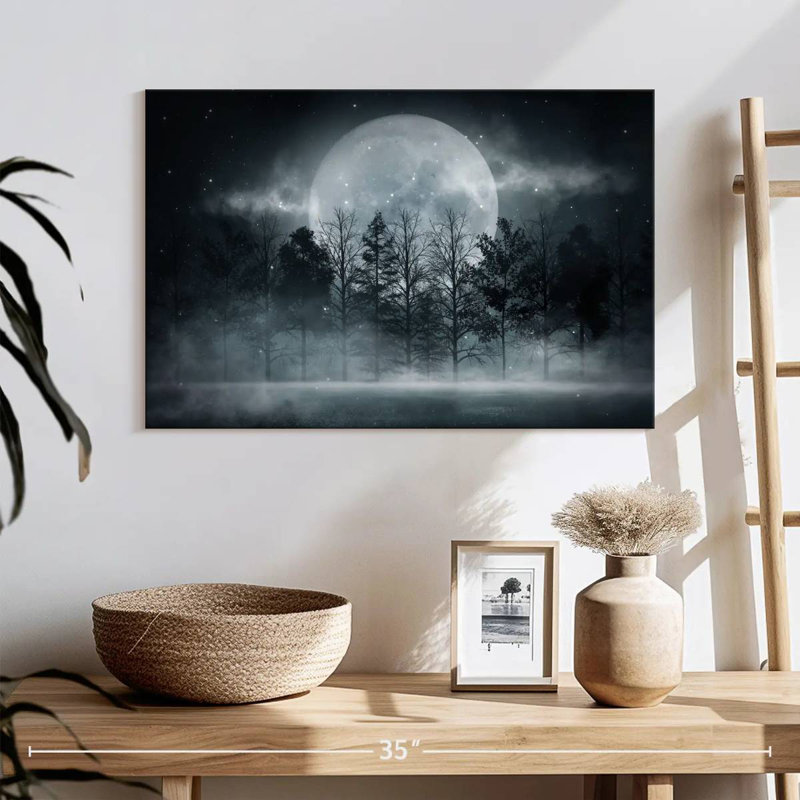 Forêt sombre au clair de lune, H 30 po x l 45 po
