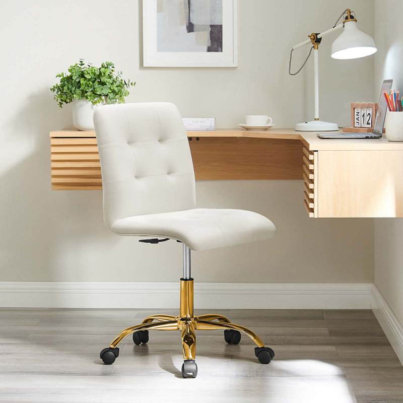 Chaise de bureau Prim Velvet Performance, Ivoire