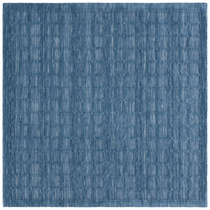 Tapis bleu tissé à la main Caris, Carré 6 pi