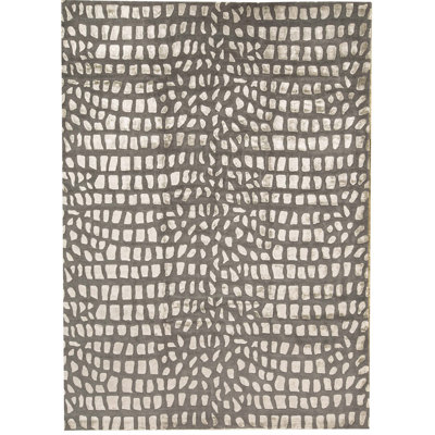 Himalayan Abstract Area Rug in Gray/Ivory