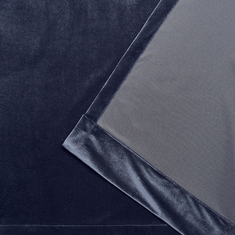 Tremblay Velvet Room Darkening Curtain Pair, 52" x 84", Navy