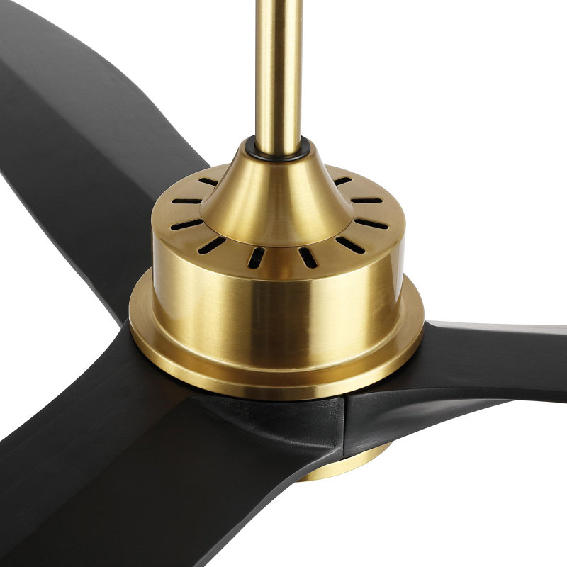 Antinisha 52'' 3-Blade Propeller LED Ceiling Fan with Light Kit and Remote Control, Gold with Black Blades