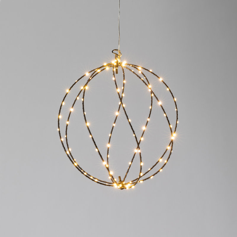 Twinkle Lit Sphere, White, Small, 11.81", Black
