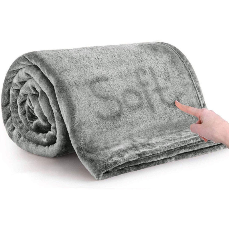 Zygi Reversible Mink Faux Plush Fur Fleece Throw/ Blanket, 200cm x 150cm	, Silver