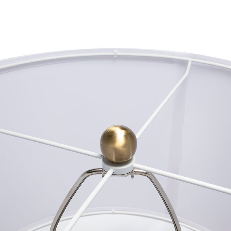 Lampe de table en forme de géode dorée D16 x 27,5 po avec abat-jour tambour blanc