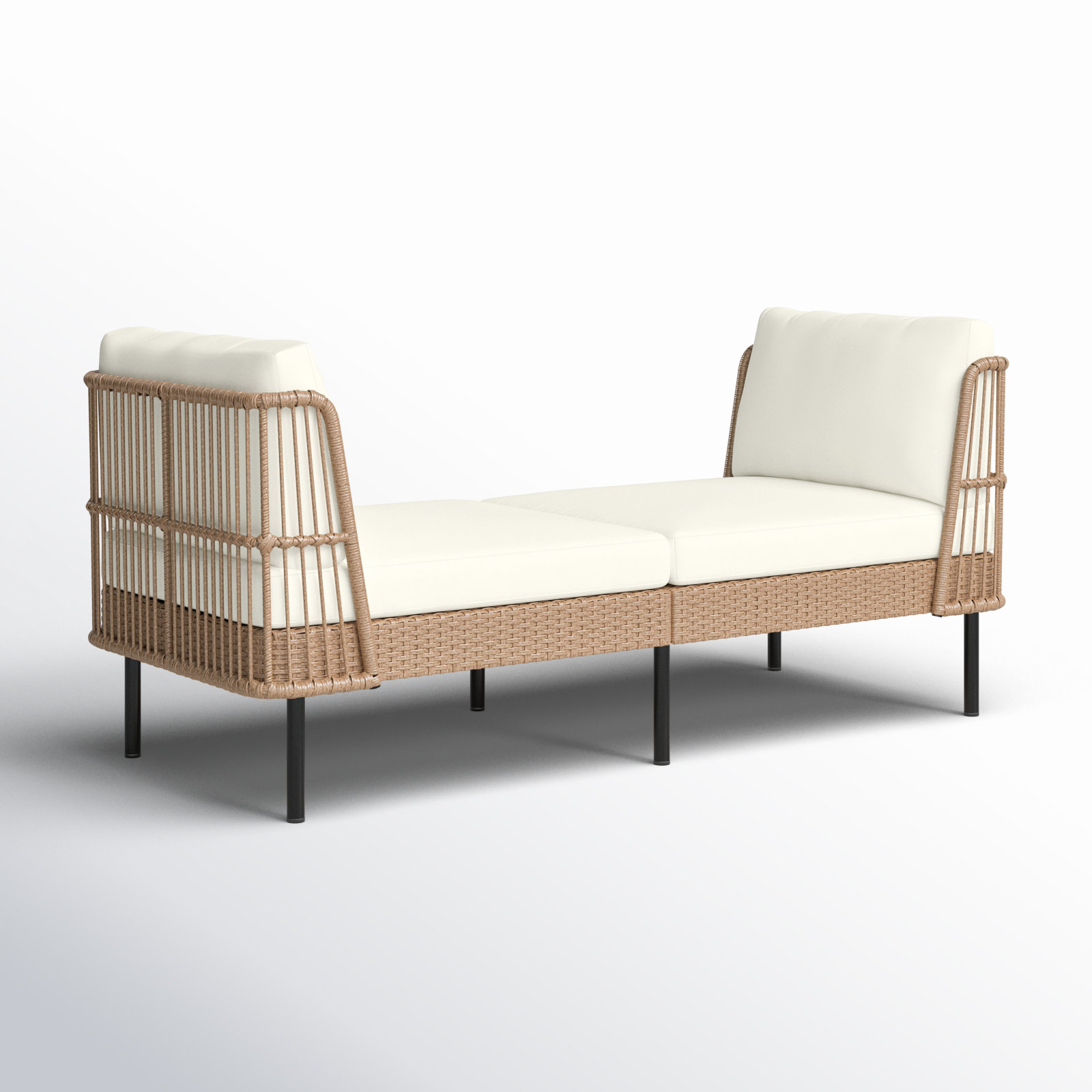 Belulah 75" Patio Daybed, Beige, Black/Tan