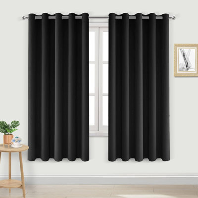 2 Thick Panels Room Darkening Blackout Curtains, Thermal Insulated Block Out Light Grommet Drapes
