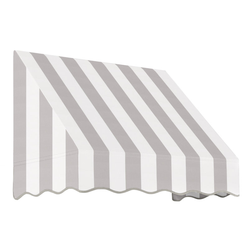 Auvent fixe en tissu acrylique San Francisco Awntech, H 18 po x l 40,5 po x P 36 po, Rayures grises et blanches
